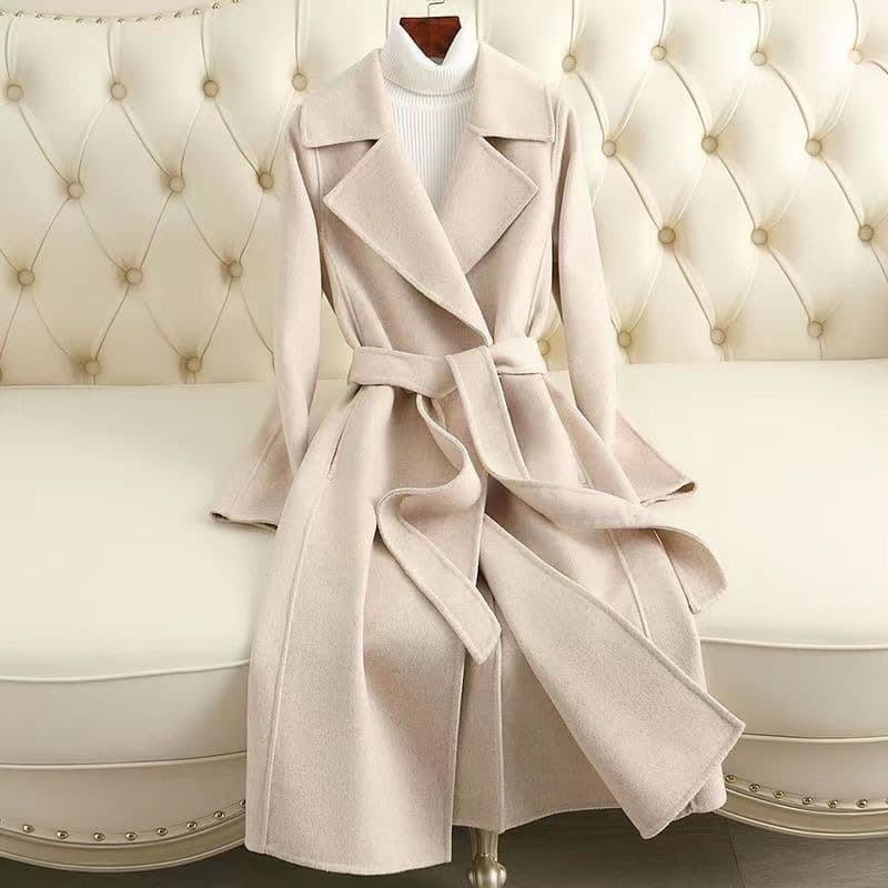 Women's Clothing 2024 Fashion Double faced Woolen Coat Women's Slim Mid length 2024 Autumn and Winter New Style