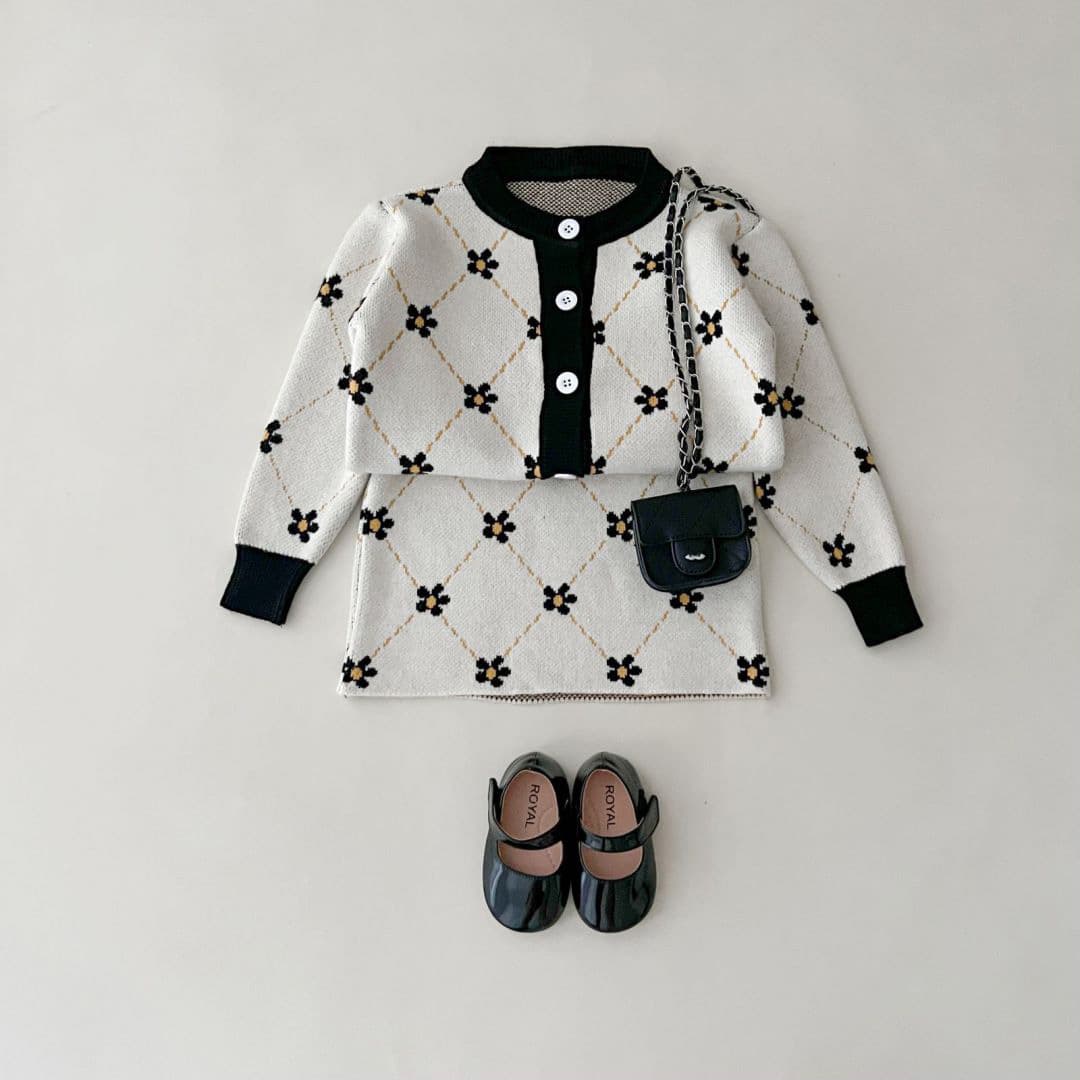 Children's Autumn Clothing Set For Girls Knitted Sweater Sports Cardigan Coat Skirt Trendy Baby Outfit