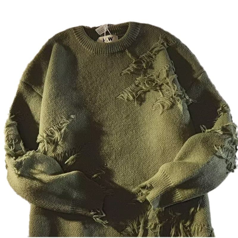 American High Street Distressed For Men's Autumn And Winter Ins Lazy Style High-end Design Sense Niche Knitted Sweater