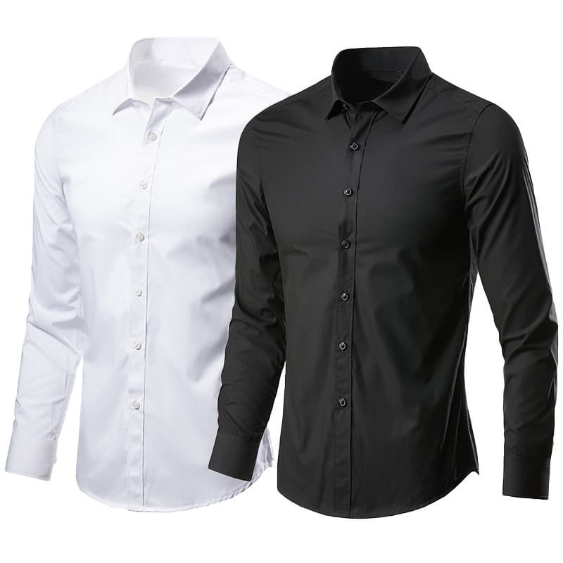 Men's Clothing White Shirt Men's Long Sleeved No Iron Business Formal Fit Professional Working Men's White Casual Suit Shirt