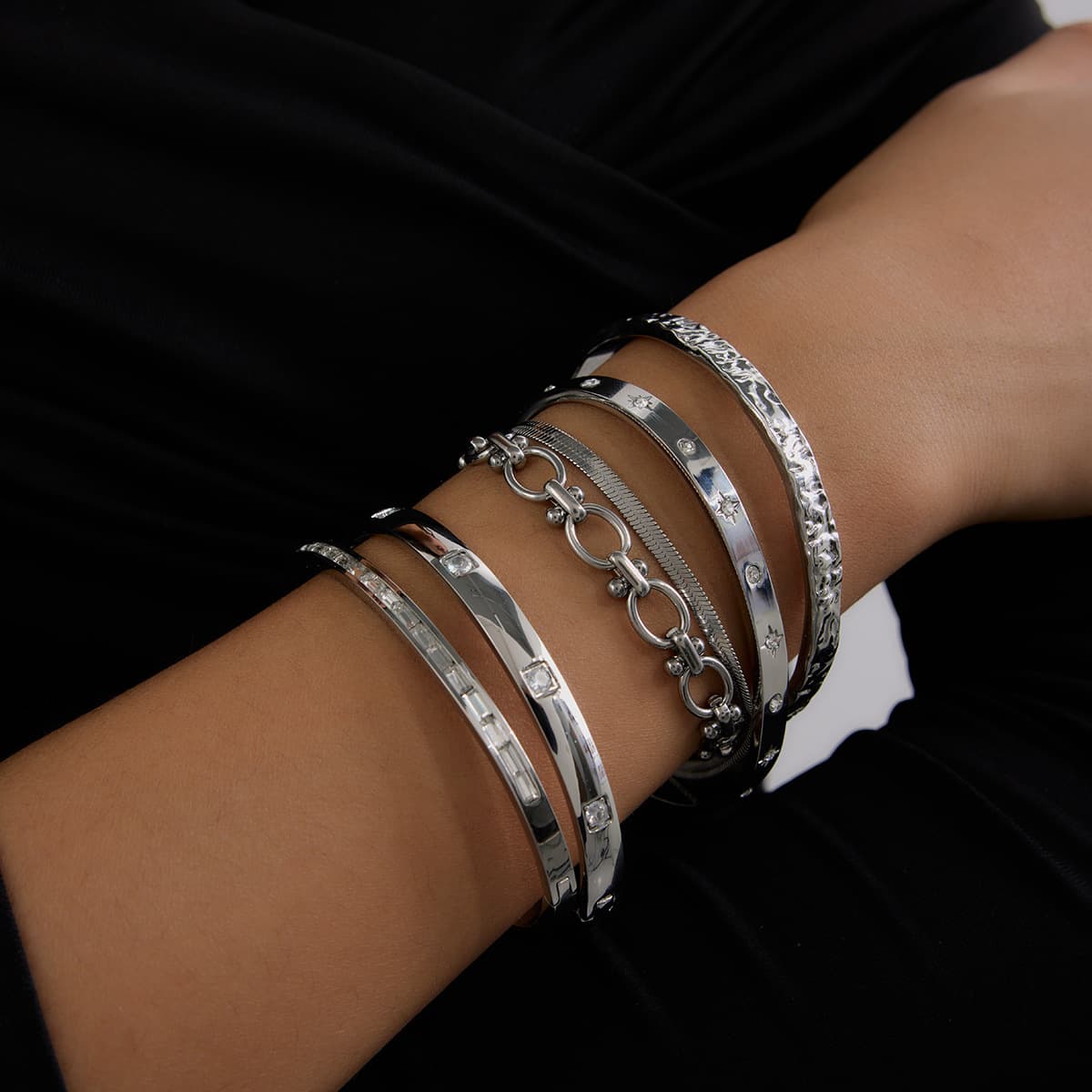 Quiet Design O-Shaped Connection Dot Bracelet Trendy Stainless Steel Set Non-Fading Jewelry