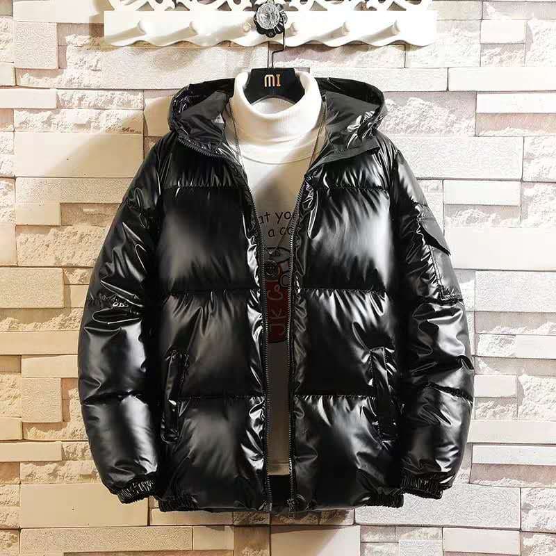 Men's Clothing Men's Trendy Shiny Thickened Hooded Jacket 2025 Winter Loose Fashion Casual Coat Cotton Jacket For Men