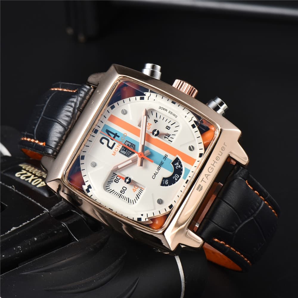 Montres pour hommes Quartz mode sport cuir marque montres chronographe pour hommes