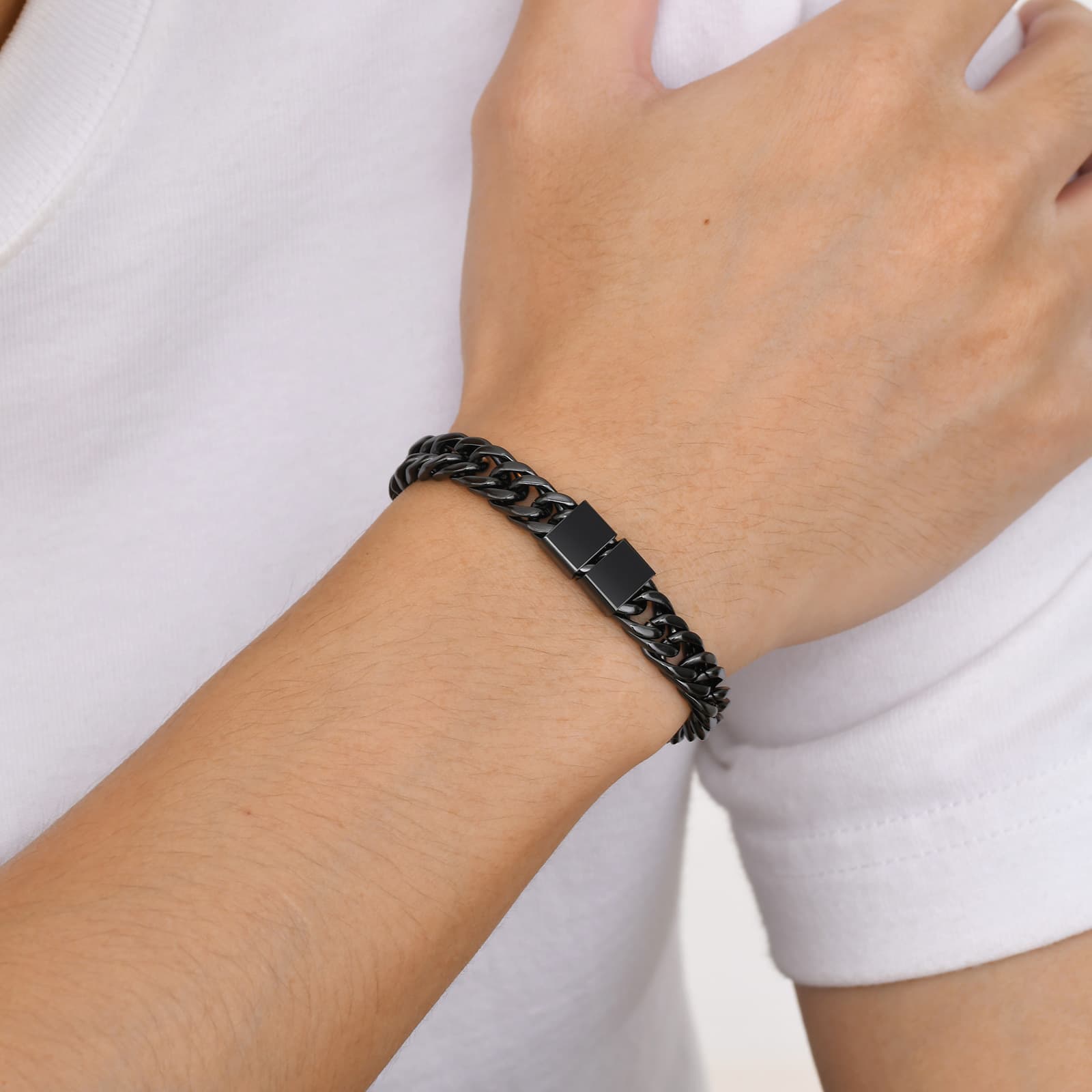 Men's Jewelry Personalized Jewelry DIY Accessories Stainless Steel Double Woven Chain Bracelet Steel Color Spring Water Jewelry