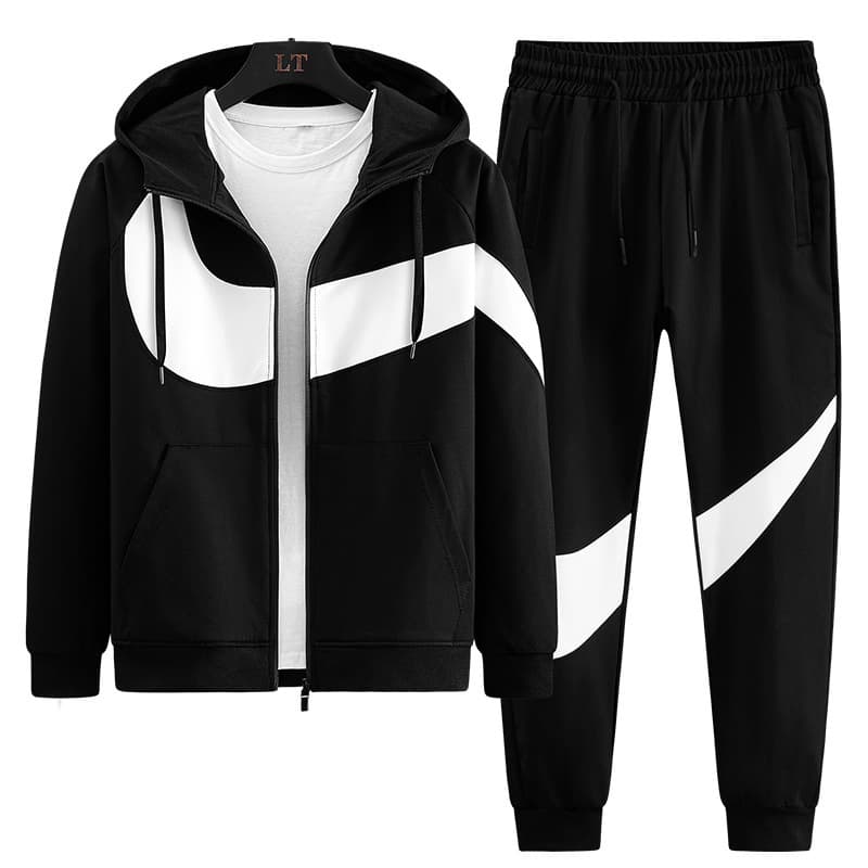 2025 Spring and Autumn New Men's Sportswear Casual Suit Men's Hooded Cardigan Sportswear Running Suit Two piece Suit