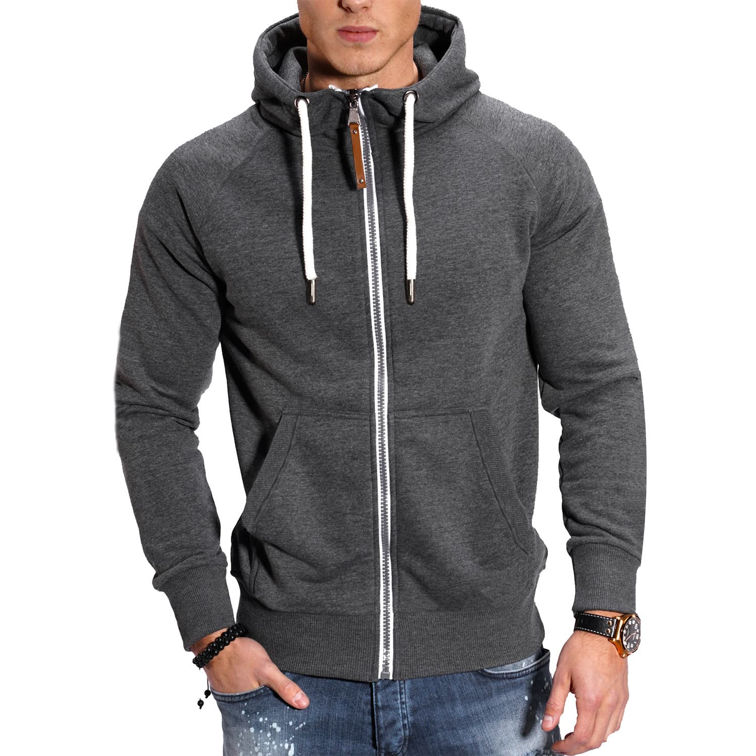 Men's Clothing color matching sports velvet cardigan sweater casual fashion raglan sleeve trendy coat