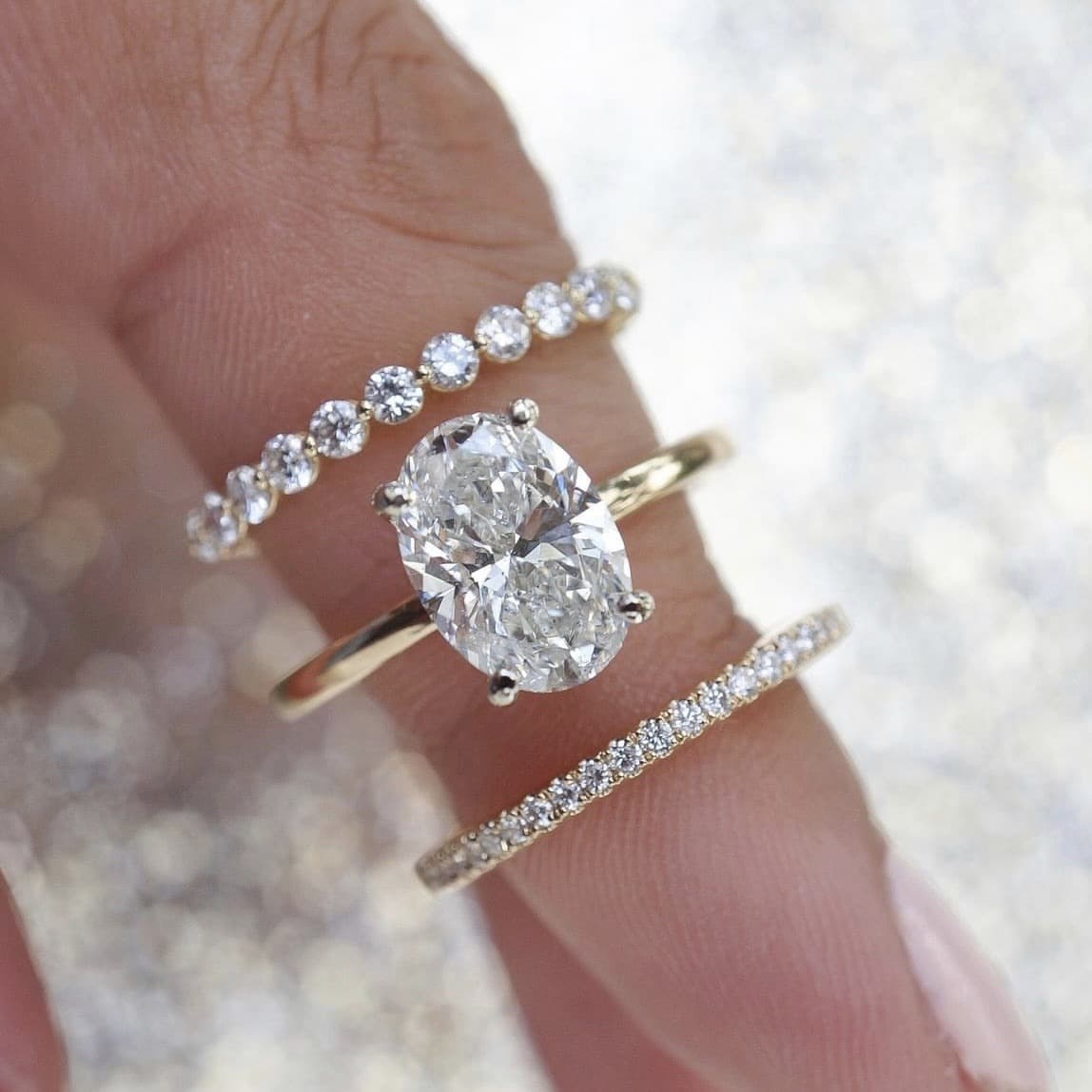 Ouni Fashion Hot-Selling Light Luxury Style Versatile Zircon For Women, Super Sparkling Diamond Exquisite Three-Piece