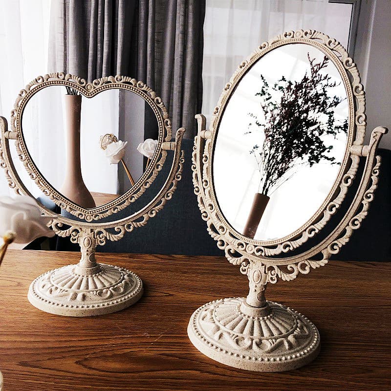 European Retro Desktop Double-Sided Makeup Dormitory Rotating Princess Large Detachable Vanity Mirror