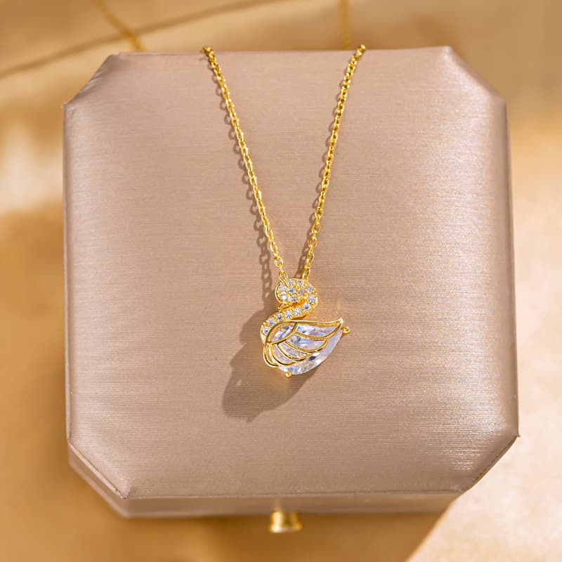 Chic Korean - Inspired Gold - Plated Swan Necklace For Women - Elegant High - End Clavicle Jewelry