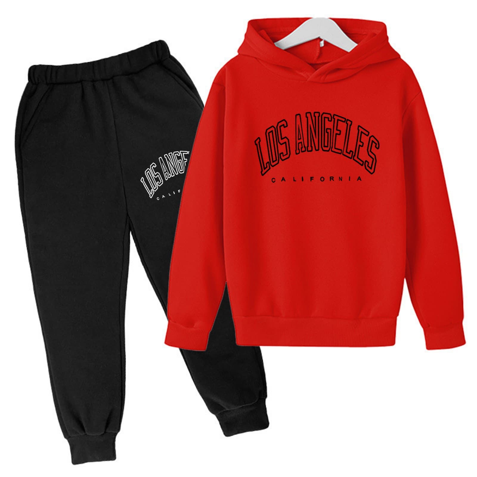 Ensemble deux pièces pour enfants, sweat-shirt à capuche ample, décontracté, en polaire, pour garçons et filles, automne et hiver