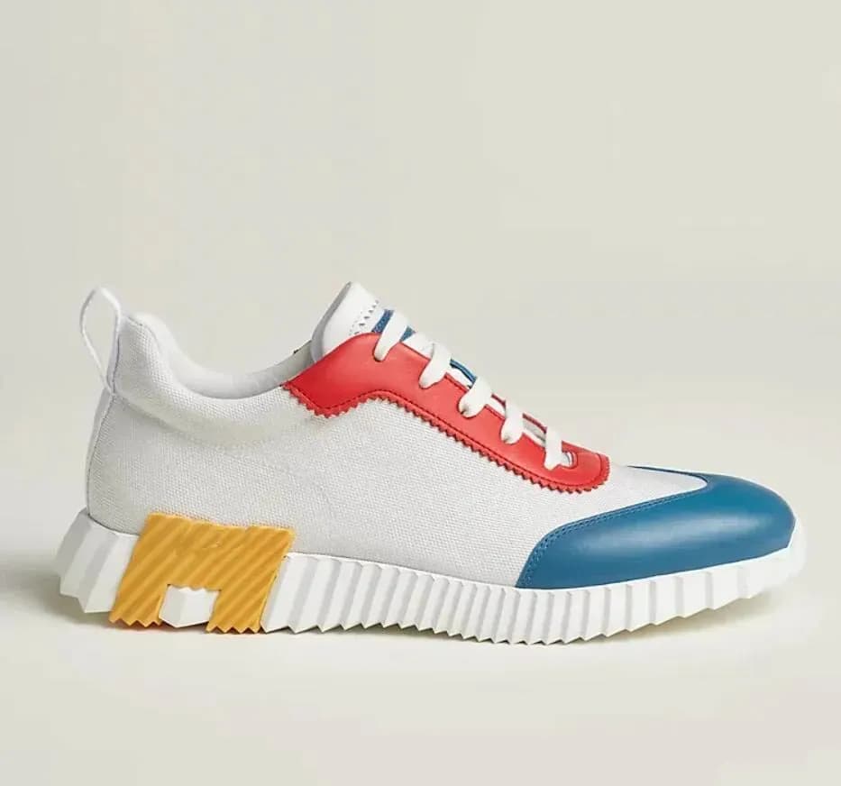 Baskets montantes de marque H pour homme, style décontracté, en cuir et mesh, à lacets, style running.