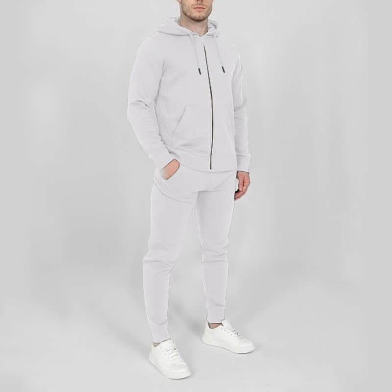 Men's Clothing Classic Zip-Up Hoodie & Jogger Set - Fleece-Lined Winter Tracksuit For Men & Women (Navy, Black, Light Gray, White, Dark Gray)​