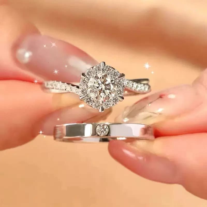 Kuaishou Internet Celebrity Couple Rings Imitati Female Light Luxury Niche Exquisite Ring Diamd Jewelry