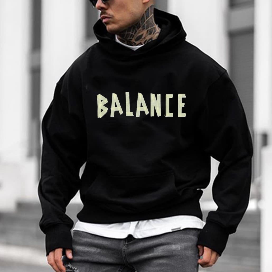Men's Clothing 2025 New Autumn And Winter Fashionable Hooded English Printed Loose Large Size Sweatshirt