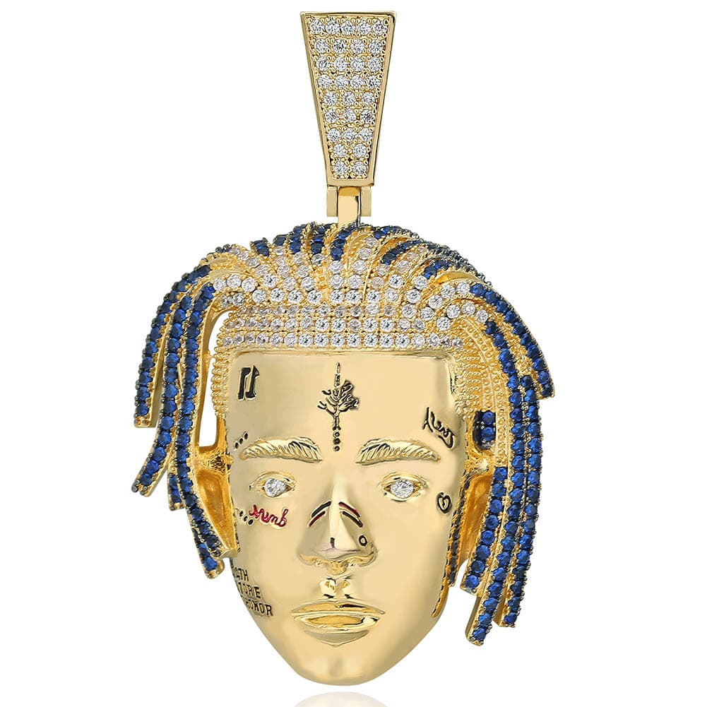 Hip Hop Necklace Diamond Cuban Necklace Male Singer Xxxtentacion Avatar Pendant Copper Inlaid Zircon Trendy Personality Hip Hop Necklace