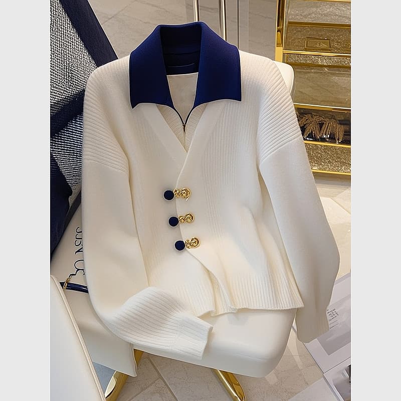 Women's Clothing two piece knitted sweater tops for women, niche design, high end temperament, small fragrance style sweater