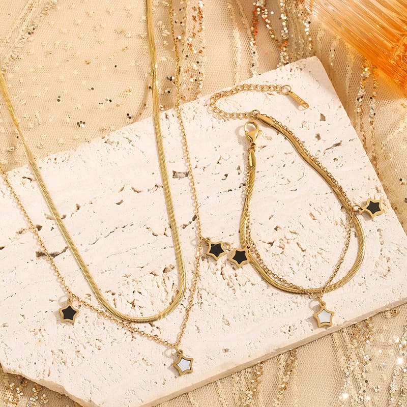 Women's Necklaces New Five Pointed Star Shell 14k Gold Necklace Female Light Luxury High End Sense Ins Niche Design Simple Clavicle Chain