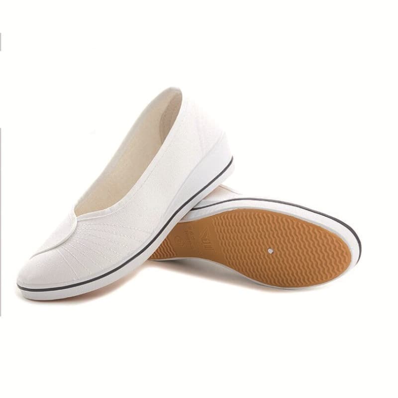 Women's Shoes Brand Women's Black And White Wedge Heel Soft Sole Cowhide Sole Beauty Shoes Flat Spring And Summer Breathable White Shoes Nurse Shoes