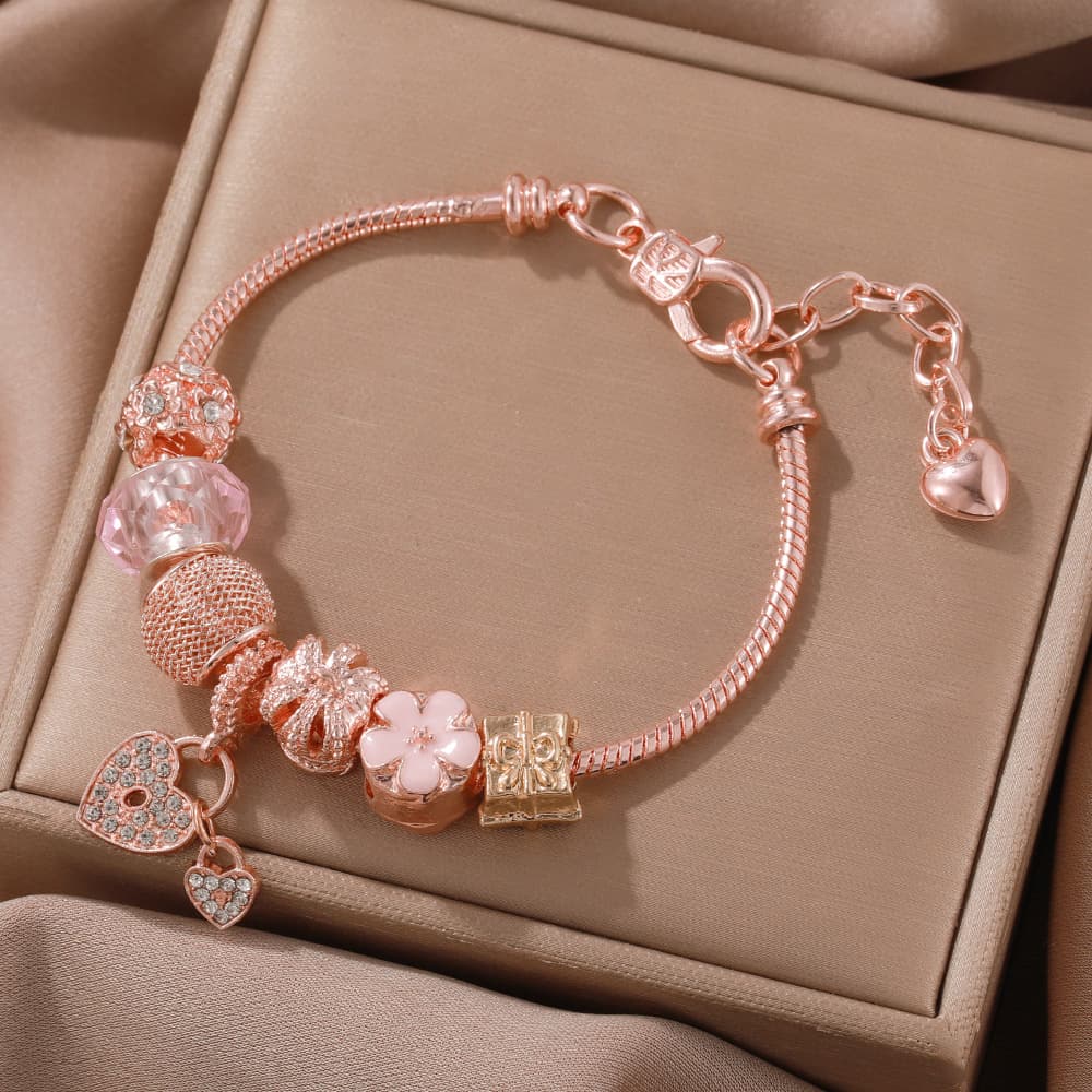 Bracelets DIY girlish pink small fresh flower love detachable bracelet accessories