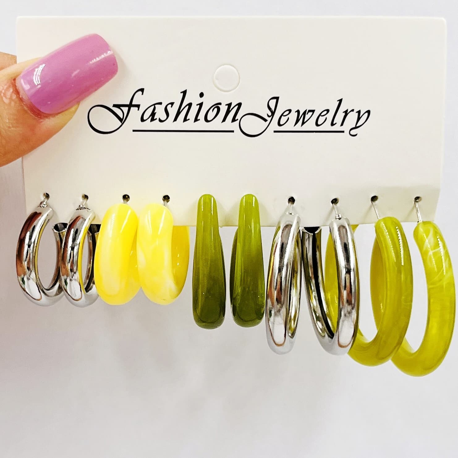 Women's earrings cross-border new color acetate earring set 5-piece set creative simple earrings retro C-shaped earrings