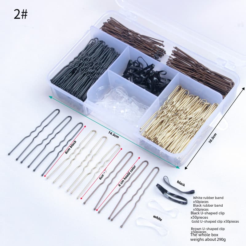 New combination hairpin boxed clip black U-shaped clip set hairpin set whole box headdress wholesale