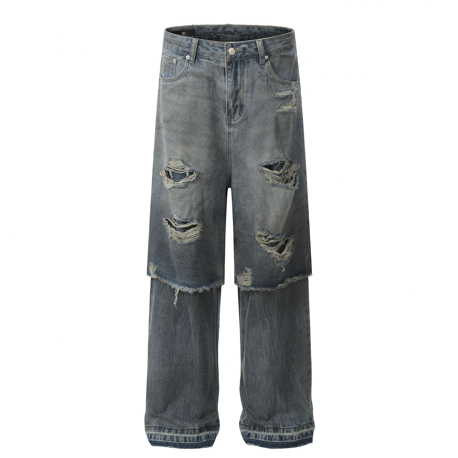 Men's Clothing Distressed Design High End Men's Two Piece Jeans