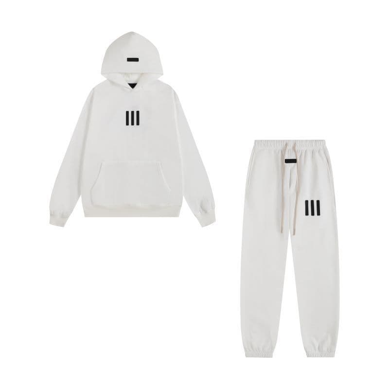 Sweat-shirt ample à double ligne FOG ESSENTIALS Saison 8 avec lettres floquées au dos, en éponge à capuche