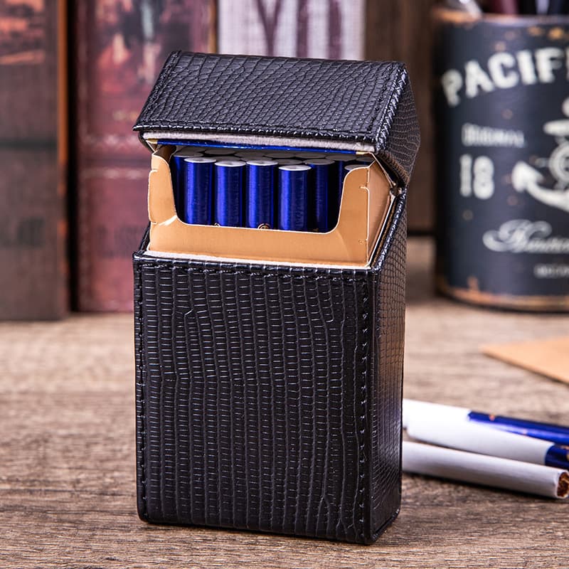 Men's Business Style Faux Leather Cigarette Case Casual Slim Pack With 20 Cigarettes Thick Cigarette Pack