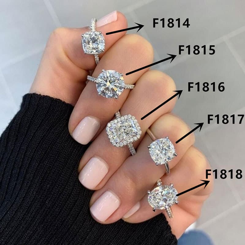 Luxury Halo Engagement Rings for Women, Round & Square Cubic Zirconia Wedding Rings, Sparkling CZ Solitaire Bridal Jewelry