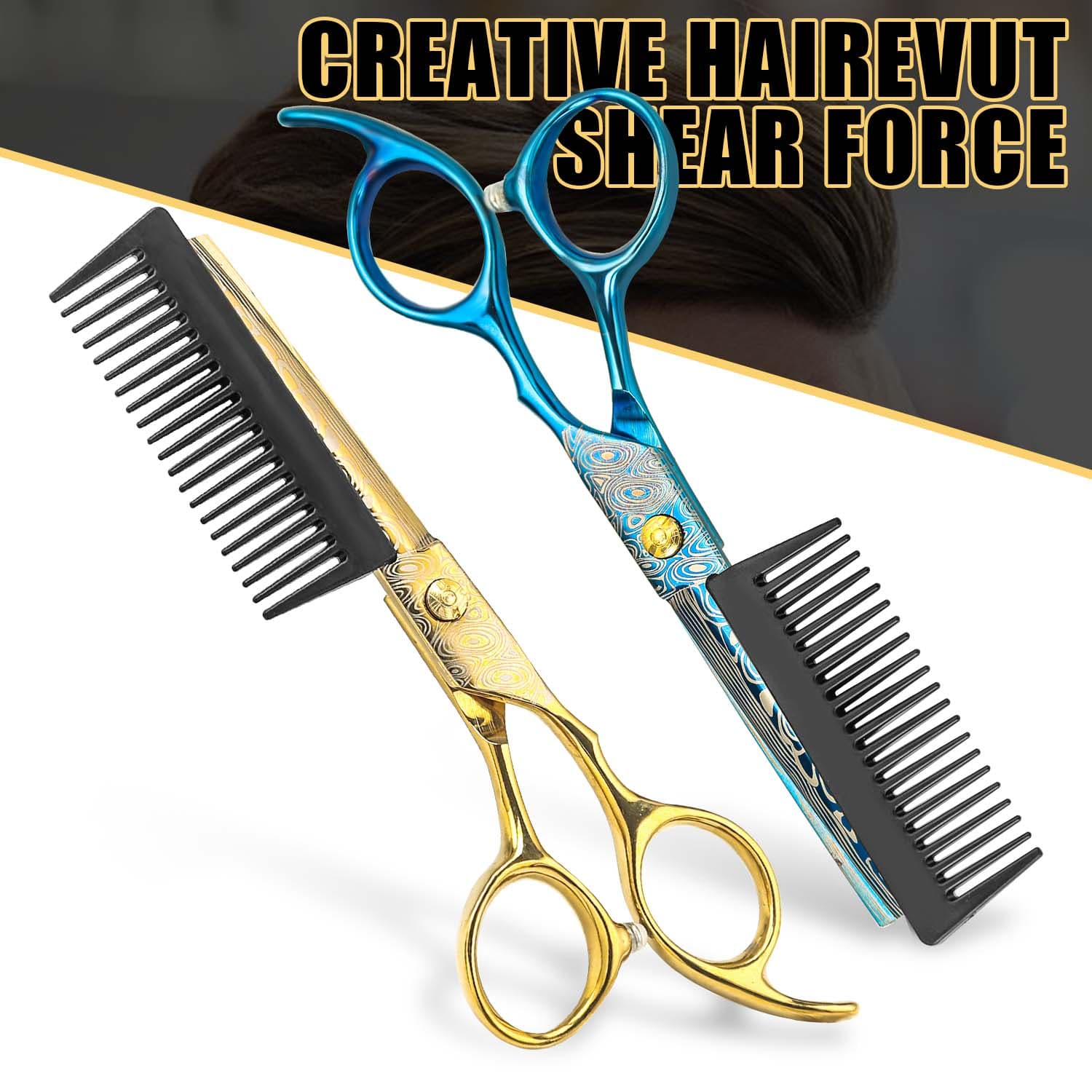 2-in-1Scissors Professional Barber Hairdressing Shears Cutting Barber Shop Hair Scissors
