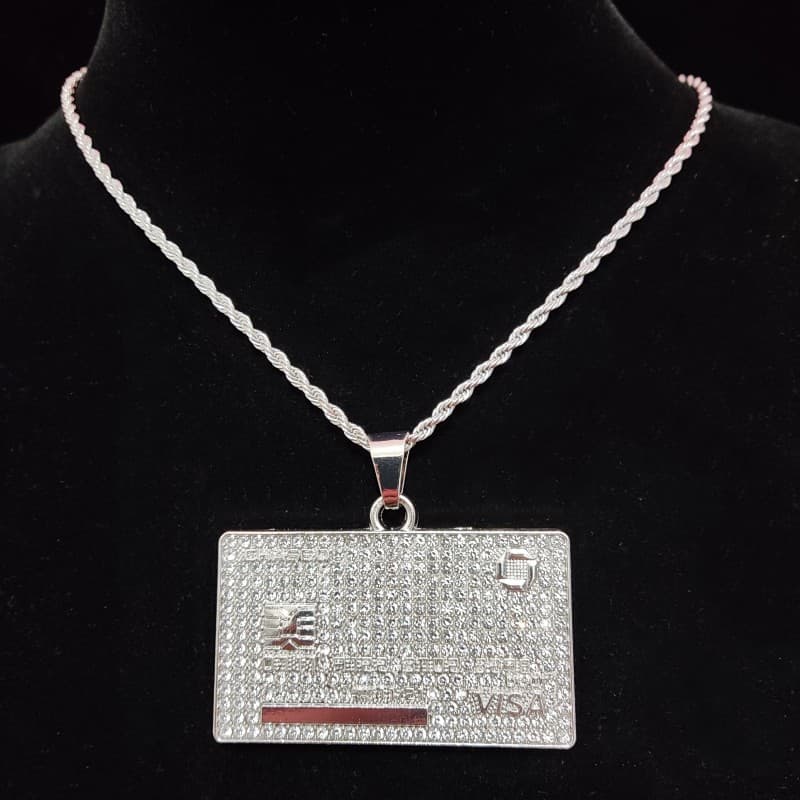 Fashion 2024 New Men Hip Hop Bank Card Shape Pendant Necklace Cuban Chain Iced Out Bg HipHop Necklaces Fashion Jewelry Gifts