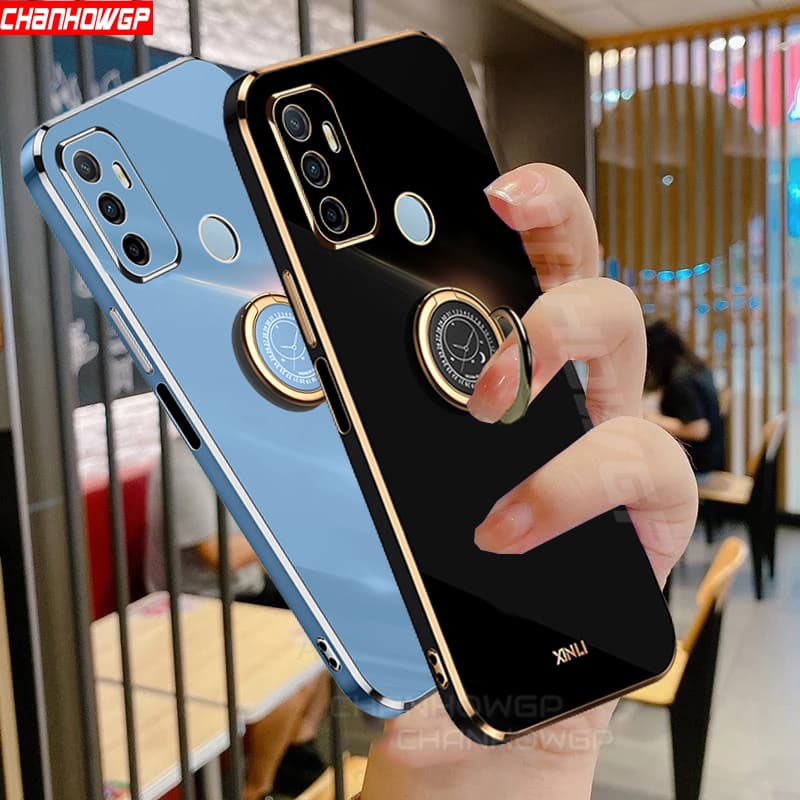 Plating Soft Silicone Finger Ring Case For OPPO A35 A33 A32 A31 A55 A53 A74 A73 A72 A94 A93 A92 4G 5G A52 A72 Holder Back Cover