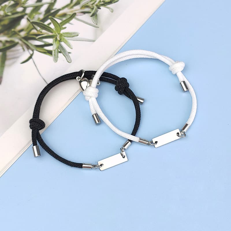 New Rope Alloy Love Magnet Attract Long Stainless Steel Couple Bracelet A Pair Of Jewelry