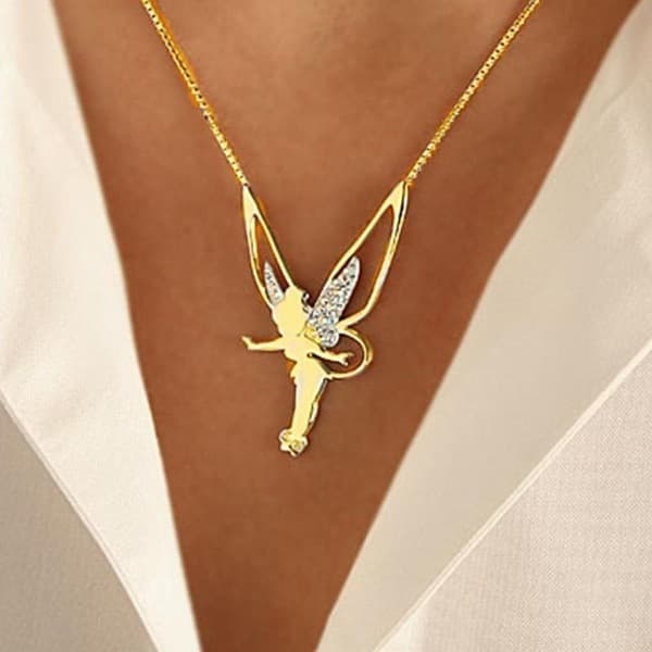 Cute Angel Wings Pendant Necklace For Women Fashion Charm Diamond Studded Female Choker Chain Jewelry Accessories Party Gifts