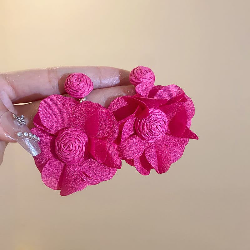 Flower New Earrings Super Hot Ins Niche Gentle Trendy Style Upscale Temperament Super Fairy Earrings