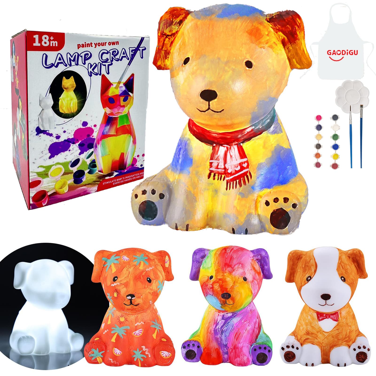Unisex Children's painting and painting hot selling educational DIY luminous animal graffiti puppy white embryo mold kindergarten