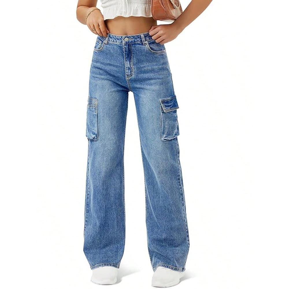 Men's Clothing Unique Design, Flap Pockets, Straight Leg Jeans,Style, Relaxed Casual Workwear, Versatile Straight Leg Long Pants.