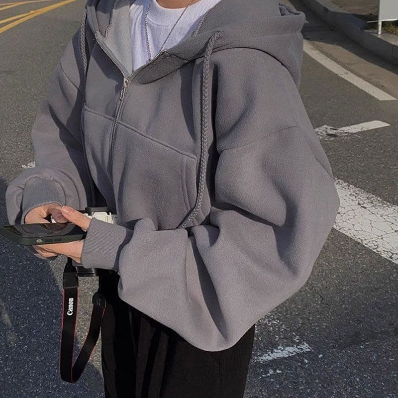 Autumn Winter Hooded Hoodies Women Casual Streetwear Zip Up Sweatshirts Long Sleeve Jackets Harajuku Y2K Crop Tops Hood