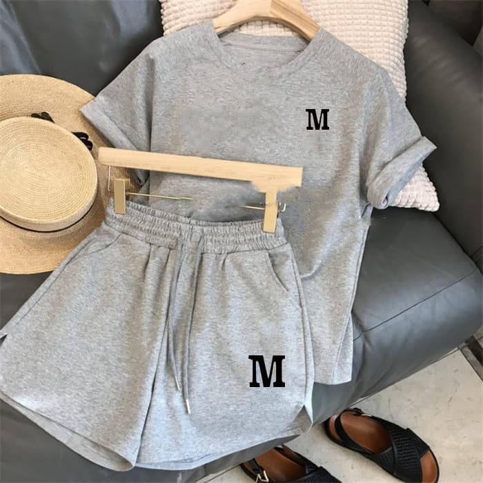 Women's Clothing Loose Short Sleeved T Shirt Casual Shorts Sports Fashion Print Casual Two Piece Set