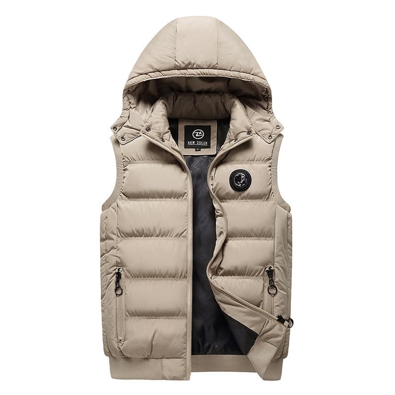Men’s Winter Hooded Puffer Jacket, Zip-Up Stand Collar Bomber Vest, Thickened Polyester Shell With Cotton Lining, Urban Streetwear (Sizes L-3XL)​