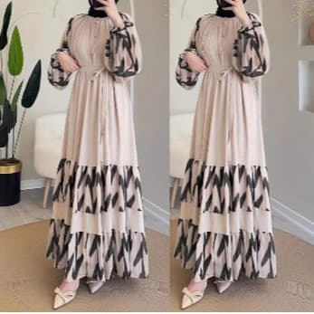 Women's Clothing Middle Eastern Robe Women's Striped Long Skirt Fashion With Belt Dress