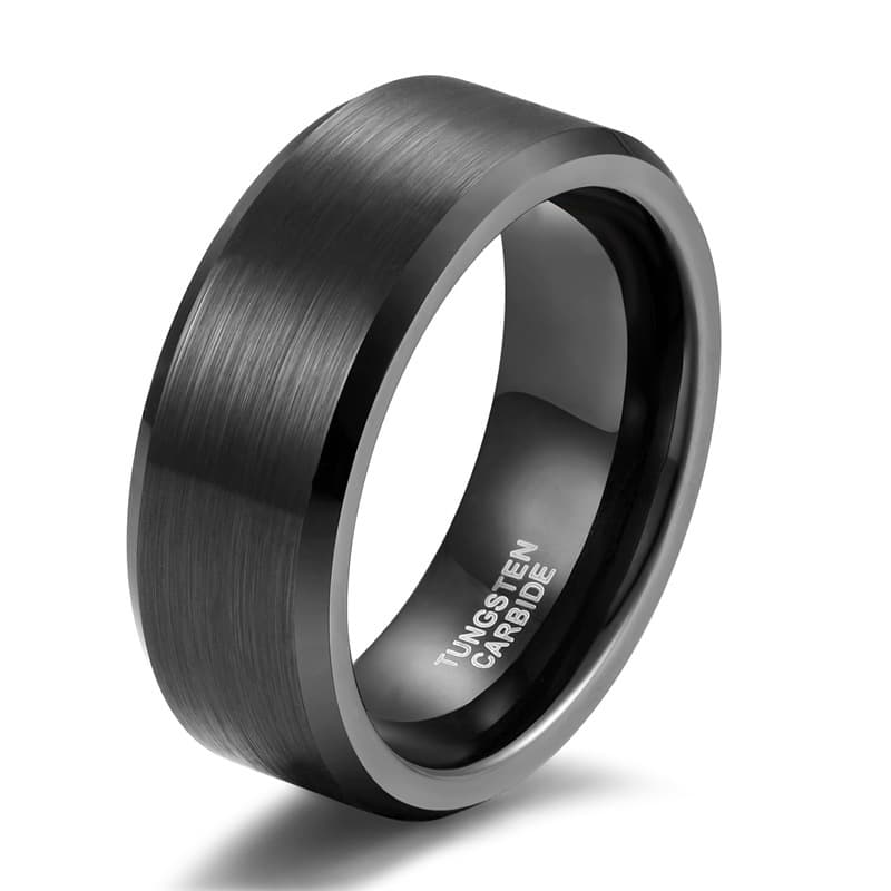 Men's Jewelry Plain Ring Brushed 2/4/6/8/10mm Unisex Beveled Tungsten Steel Ring