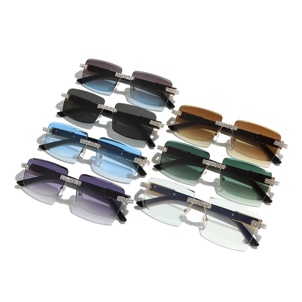 Diamond Encrusted Sunglasses Personalized Trendy Cut Square Hip Hop Street Style Men's Glasses