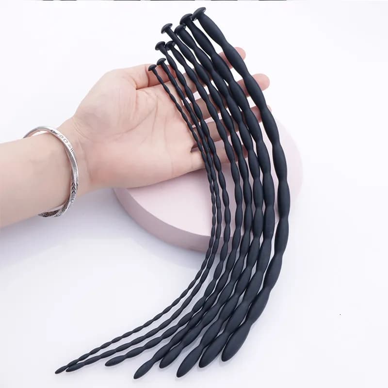 Adult Toys 8Pcs/Set Silicone Urethral Plug Urethral Sound Beads Hollow Probe Urinary Dilator Urethra Masturbat
