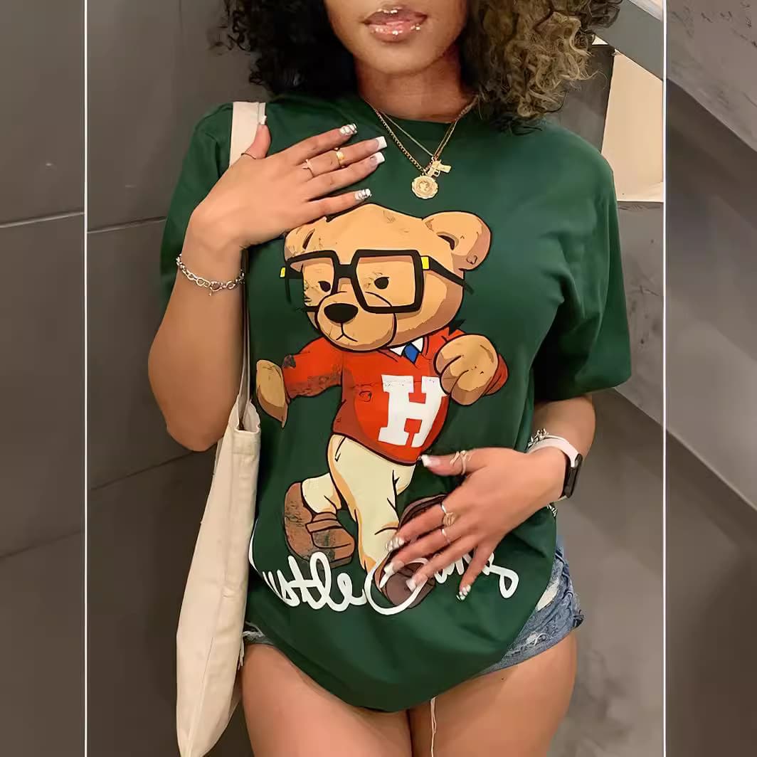 Women's fashion trend cartoon print T-shirt