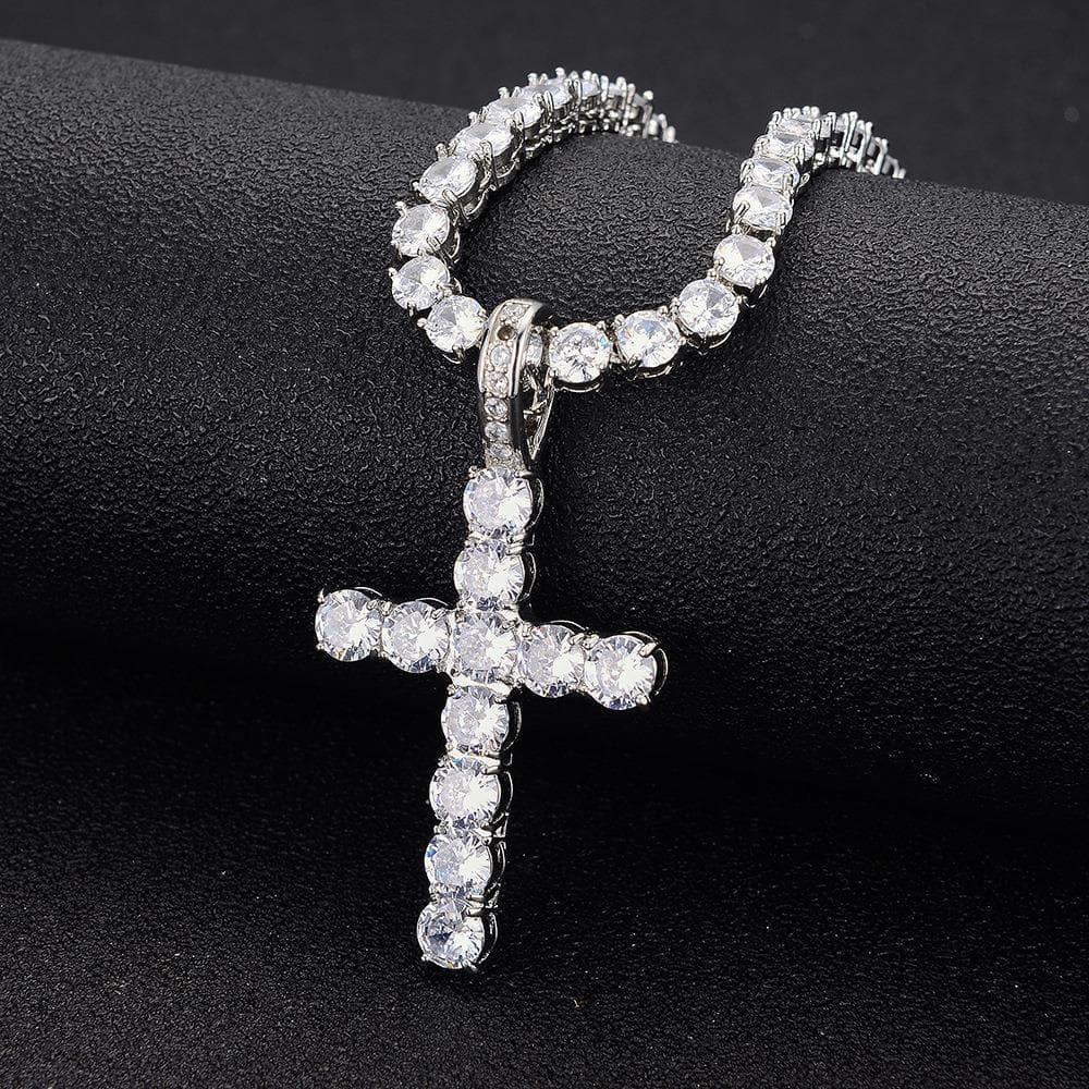 Mini zircon cross hip hop pendant tennis row chain sweater chain