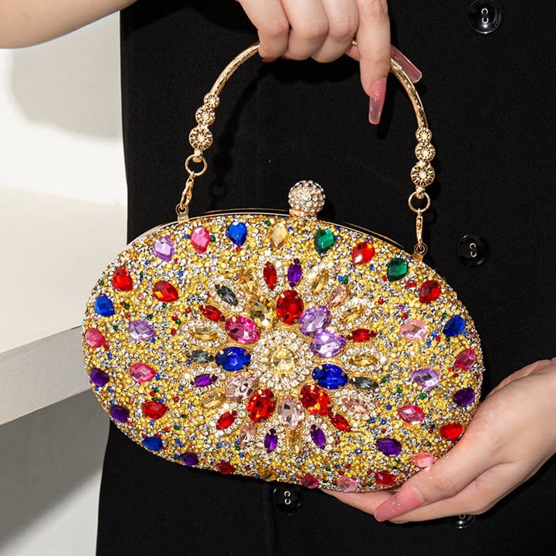 Elegant Crystal-Embellished Evening Clutch – Handcrafted Beaded Bag For Gala, Qipao & Formal Occasions