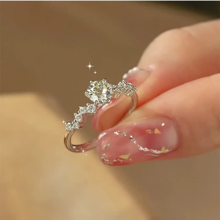 Star Dream Moissanite For Women Fashionable Unique Niche Design High-end Proposal Index Finger Ring