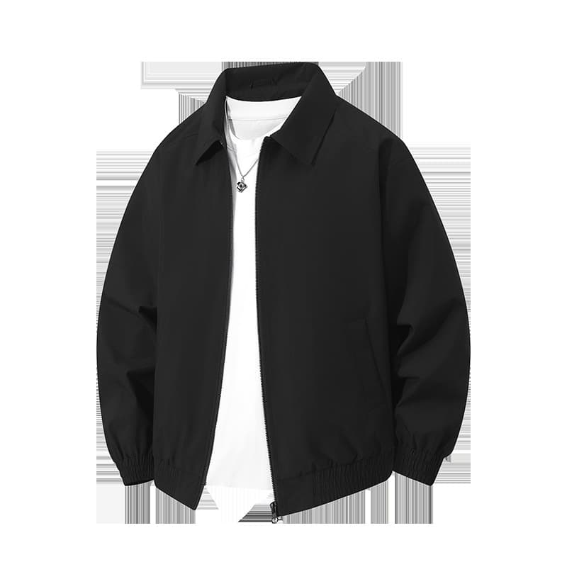 ​​Men’s Waterproof Windbreaker Jacket – Lightweight Polyester, Stand Collar & Zippered Pockets (Black, Navy, Light Gray, All-Season Urban Wear)​​