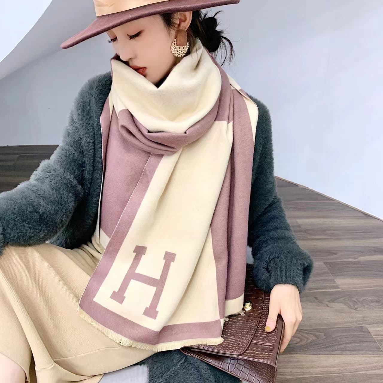 Écharpe pied-de-poule simple pour femme, nouvelle collection automne-hiver, légère et luxueuse, longue section, châle chaud en cachemire épais